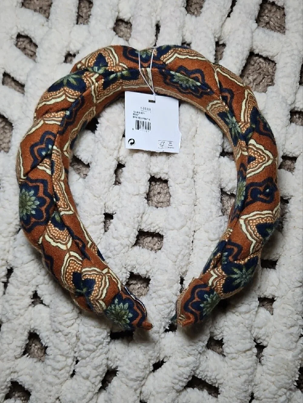 Shiraleah Chicago Patterned Braided Headband Set in Green Check & Brown Paisley